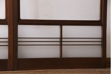 和製アンティーク　昭和期　上品な組子の意匠が目を引くガラス戸(引き戸、建具)4枚セット