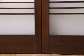 和製アンティーク　昭和期　上品な組子の意匠が目を引くガラス戸(引き戸、建具)4枚セット