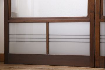 和製アンティーク　昭和期　上品な組子の意匠が目を引くガラス戸(引き戸、建具)4枚セット