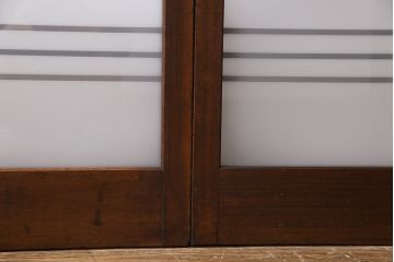 和製アンティーク　昭和期　上品な組子の意匠が目を引くガラス戸(引き戸、建具)4枚セット