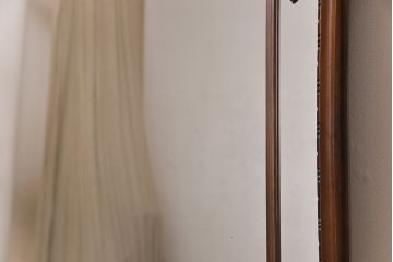 アンティーク雑貨　フランスビンテージ　ウォールナット材　緻密なデザインが見事な特大ウォールミラー(壁掛け鏡)