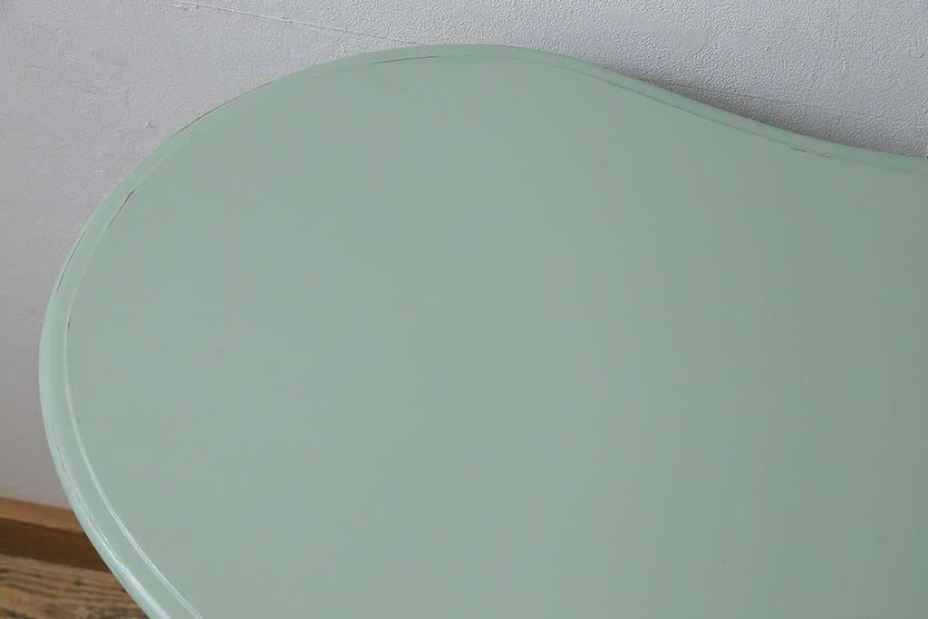 フランスヴィンテージ　淡いペイントカラーのガラスケース(キャビネット、飾り棚、ビンテージ)(定価約20万円)