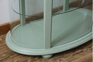フランスヴィンテージ　淡いペイントカラーのガラスケース(キャビネット、飾り棚、ビンテージ)(定価約20万円)