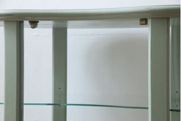 フランスヴィンテージ　淡いペイントカラーのガラスケース(キャビネット、飾り棚、ビンテージ)(定価約20万円)