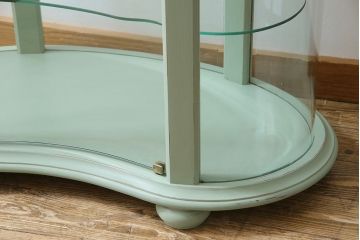 フランスヴィンテージ　淡いペイントカラーのガラスケース(キャビネット、飾り棚、ビンテージ)(定価約20万円)
