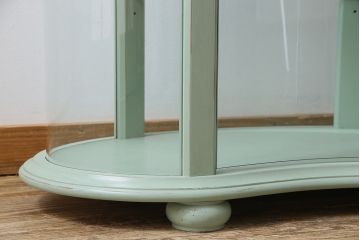 フランスヴィンテージ　淡いペイントカラーのガラスケース(キャビネット、飾り棚、ビンテージ)(定価約20万円)