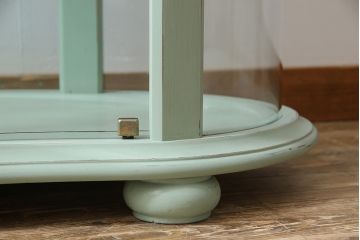 フランスヴィンテージ　淡いペイントカラーのガラスケース(キャビネット、飾り棚、ビンテージ)(定価約20万円)