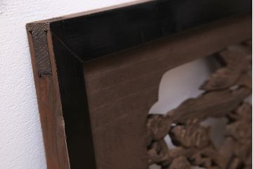 和製アンティーク　桐材　花鳥図　奥行のある構図が見事な透かし彫りの欄間(明かり取り、装飾品)