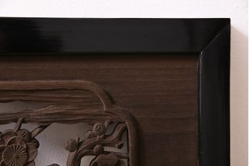 和製アンティーク　桐材　花鳥図　奥行のある構図が見事な透かし彫りの欄間(明かり取り、装飾品)(1)
