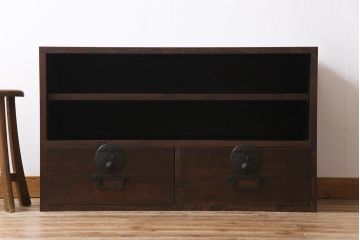 ラフジュ工房オリジナル　リメイク家具　古い箪笥の引き出しを使ったローボード(テレビボード、収納棚)