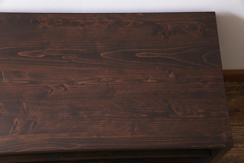 ラフジュ工房オリジナル　リメイク家具　古い箪笥の引き出しを使ったローボード(テレビボード、収納棚)