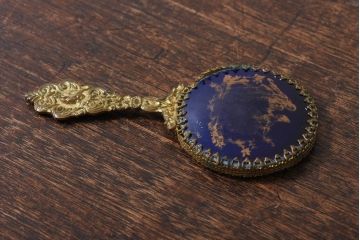 アンティーク雑貨　フランスアンティーク　20世紀前半　リモージュ焼が魅力的な小型ハンドミラー(手鏡)