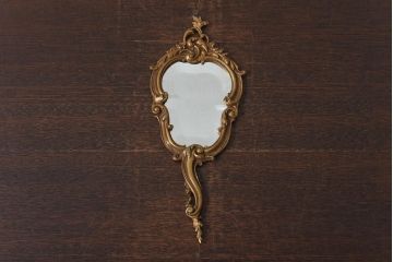アンティーク雑貨　フランスアンティーク　アカンサスの装飾が目を惹く豪華なハンドミラー(手鏡)