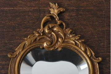 アンティーク雑貨　フランスアンティーク　アカンサスの装飾が目を惹く豪華なハンドミラー(手鏡)