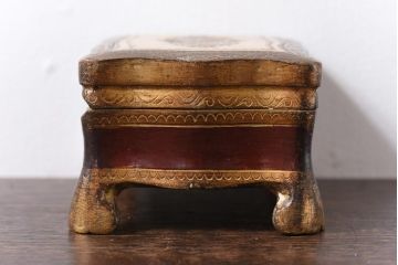 アンティーク雑貨　イタリア　ヴィンテージ　フローレンタイン　金色の色彩と型押しが華やかなアクセサリーケース(小物入れ、小物収納、ビンテージ)