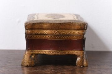 アンティーク雑貨　イタリア　ヴィンテージ　フローレンタイン　金色の色彩と型押しが華やかなアクセサリーケース(小物入れ、小物収納、ビンテージ)