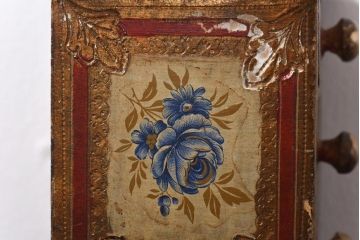 ビンテージ家具　イタリア　ヴィンテージ　フローレンタイン　青い薔薇の絵が目を惹く小さな引き出し(小物入れ、小物収納)