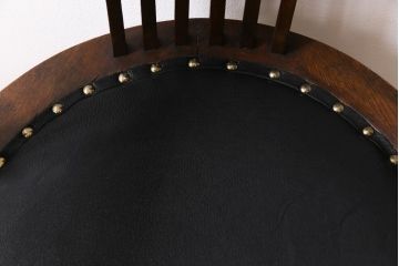アンティーク家具　大正ロマン　ナラ材　本革座面が格好良いドクターチェア(回転椅子、ワークチェア)