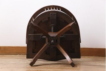 アンティーク家具　大正ロマン　ナラ材　本革座面が格好良いドクターチェア(回転椅子、ワークチェア)