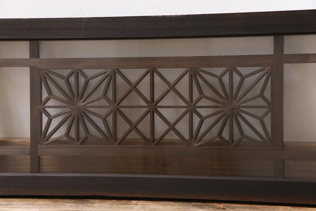 アンティーク雑貨 昭和初期 組子入り 角麻 モダンなガラス欄間(明かり取り、明り取り)(1)