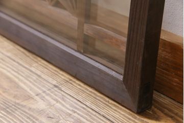 アンティーク雑貨 昭和初期 組子入り 角麻 モダンなガラス欄間(明かり取り、明り取り)(1)