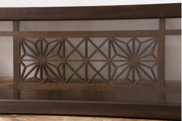 アンティーク雑貨 昭和初期 組子入り 角麻 モダンなガラス欄間(明かり取り、明り取り)(1)