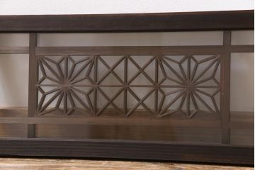 アンティーク雑貨 昭和初期 組子入り 角麻 モダンなガラス欄間(明かり取り、明り取り)(2)