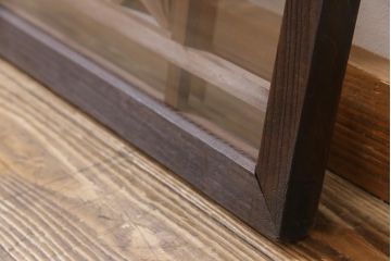 アンティーク雑貨 昭和初期 組子入り 角麻 モダンなガラス欄間(明かり取り、明り取り)(2)