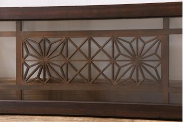 アンティーク雑貨 昭和初期 組子入り 角麻 モダンなガラス欄間(明かり取り、明り取り)(2)