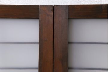 和製アンティーク　すりガラス入り　リメイク　古い建具を使った和モダンな雰囲気漂う衝立(パーテーション、つい立、仕切り戸)(R-032722)