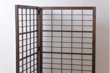 和製アンティーク　すりガラス入り　リメイク　古い建具を使った和モダンな雰囲気漂う衝立(パーテーション、つい立、仕切り戸)(R-032722)