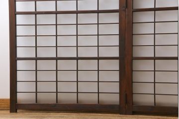 和製アンティーク　すりガラス入り　リメイク　古い建具を使った和モダンな雰囲気漂う衝立(パーテーション、つい立、仕切り戸)(R-032722)