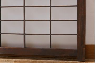 和製アンティーク　すりガラス入り　リメイク　古い建具を使った和モダンな雰囲気漂う衝立(パーテーション、つい立、仕切り戸)(R-032722)