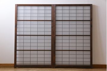 和製アンティーク　すりガラス入り　リメイク　古い建具を使った和モダンな雰囲気漂う衝立(パーテーション、つい立、仕切り戸)(R-032722)