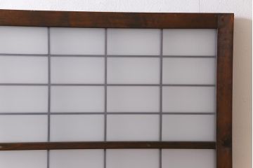 和製アンティーク　すりガラス入り　リメイク　古い建具を使った和モダンな雰囲気漂う衝立(パーテーション、つい立、仕切り戸)(R-032722)
