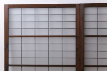 和製アンティーク　すりガラス入り　リメイク　古い建具を使った和モダンな雰囲気漂う衝立(パーテーション、つい立、仕切り戸)(R-032722)