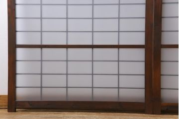 和製アンティーク　すりガラス入り　リメイク　古い建具を使った和モダンな雰囲気漂う衝立(パーテーション、つい立、仕切り戸)(R-032722)