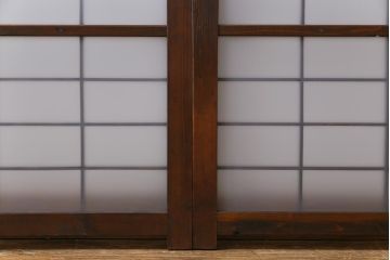 和製アンティーク　すりガラス入り　リメイク　古い建具を使った和モダンな雰囲気漂う衝立(パーテーション、つい立、仕切り戸)(R-032722)