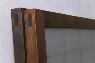 和製アンティーク　すりガラス入り　リメイク　古い建具を使った和モダンな雰囲気漂う衝立(パーテーション、つい立、仕切り戸)(R-032722)