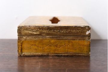 アンティーク雑貨　アンティーク　イタリア伝統工芸　フローレンタイン　エキゾチックな装飾が目を引くティッシュボックス(ティッシュケース、木箱)