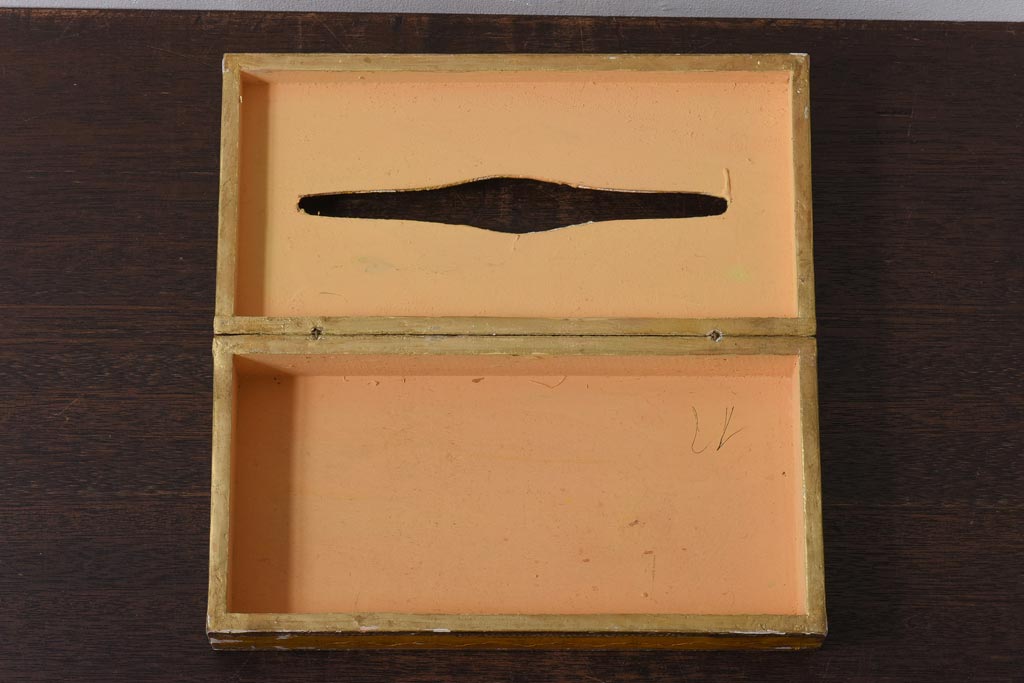 アンティーク雑貨　アンティーク　イタリア伝統工芸　フローレンタイン　エキゾチックな装飾が目を引くティッシュボックス(ティッシュケース、木箱)