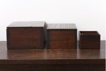 アンティーク雑貨　昭和初期　小物収納に便利な味わいのある木箱3個セット(小箱、印箱)