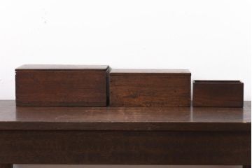 アンティーク雑貨　昭和初期　小物収納に便利な味わいのある木箱3個セット(小箱、印箱)