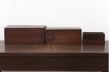 アンティーク雑貨　昭和初期　小物収納に便利な味わいのある木箱3個セット(小箱、印箱)