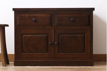 中古美品　松本民芸家具　なめらかな質感のサイドキャビネット(サイドボード、収納棚、チェスト)(1)