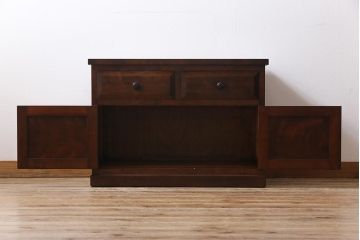 中古美品　松本民芸家具　なめらかな質感のサイドキャビネット(サイドボード、収納棚、チェスト)(1)