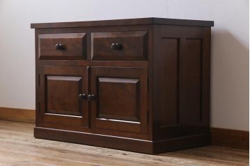 中古美品　松本民芸家具　なめらかな質感のサイドキャビネット(サイドボード、収納棚、チェスト)(1)