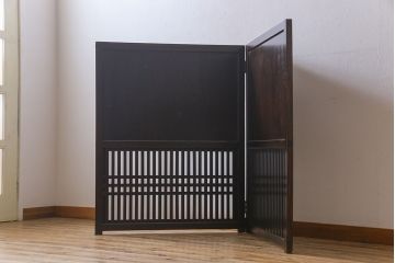 和製アンティーク　明治大正期　すりガラス入り　古い建具を使った風情あふれるリメイク衝立(パーテーション)