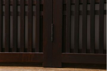 和製アンティーク　明治大正期　すりガラス入り　古い建具を使った風情あふれるリメイク衝立(パーテーション)