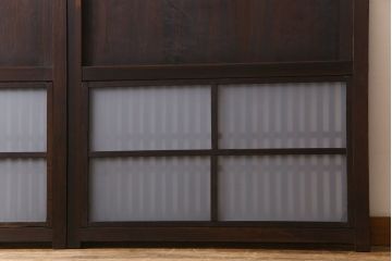 和製アンティーク　明治大正期　すりガラス入り　古い建具を使った風情あふれるリメイク衝立(パーテーション)